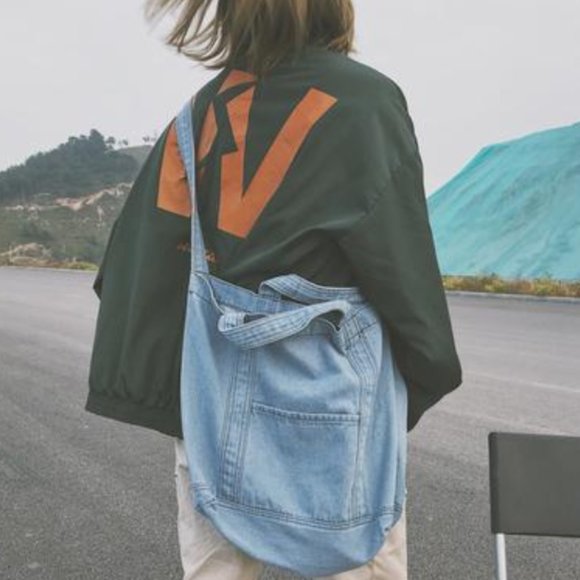 Women's Blue Denim Jeans Large Tote/Shoulder Bag by Crossbody - Picture 5 of 6